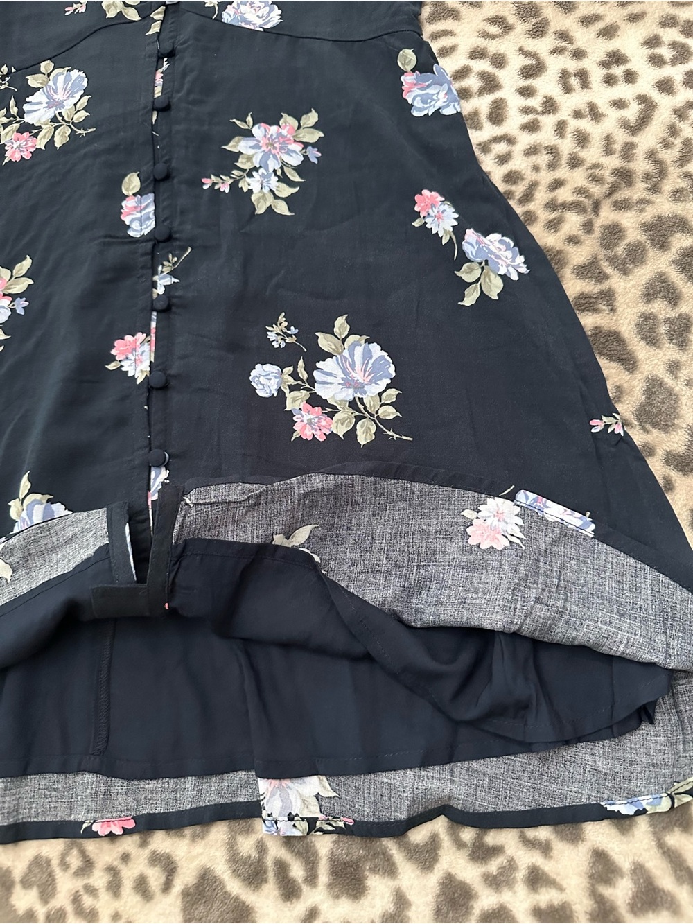 Abercrombie & Fitch Button Front V-Neck Cami Strap Mini Sundress Blue Floral S - Picture 7 of 17